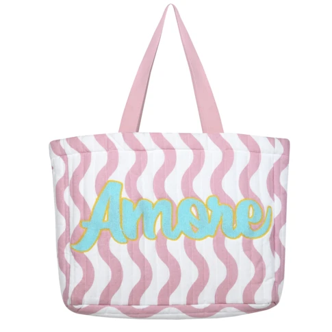Sac cabas polycoton matelassé AMORE 44 x 35 x 10 cm ROSE