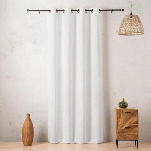 Voilage tamisant en coton et lin, doux et naturel, pour une ambiance apaisante. 135 x 240 cm Blanc