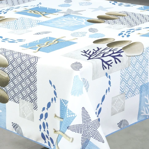 Nappe anti-tâche rectangle motif bord de mer