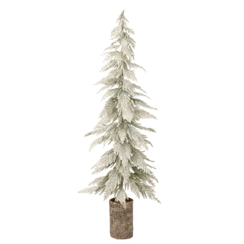 SAPIN DE NOËL ENNEIGÉ + SOCLE EN BOIS POLYÉTHYLÈNE BLANC/NATUREL LARGE 30 x 30 x 120 cm Blanc
