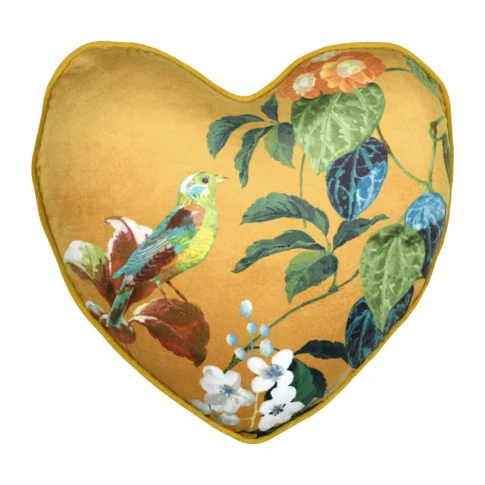Coussin en forme de cœur à motif végétal