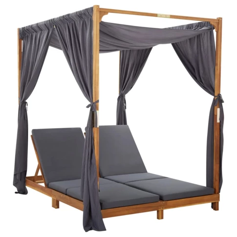 Chaise longue double avec rideaux outdoor