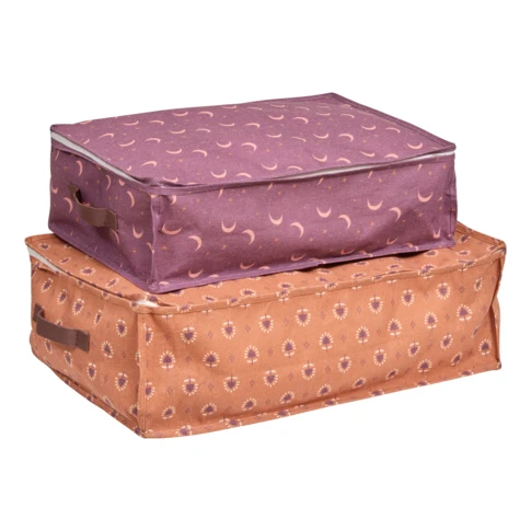 Lot de 2 housses de rangement zippées pour enfant 60 x 40 x 20 cm Violet