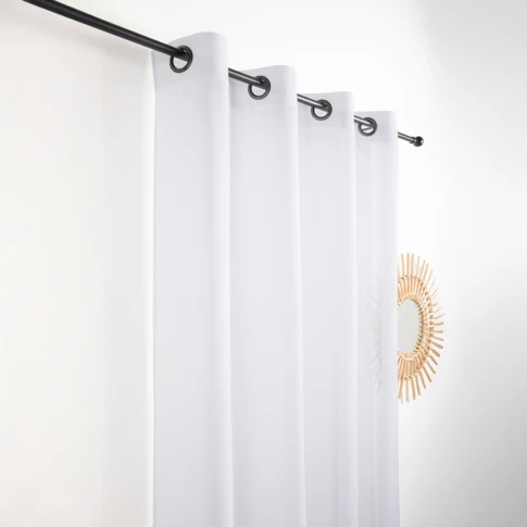 Voilage effet naturel avec fils en relief 145 x 240 cm Blanc