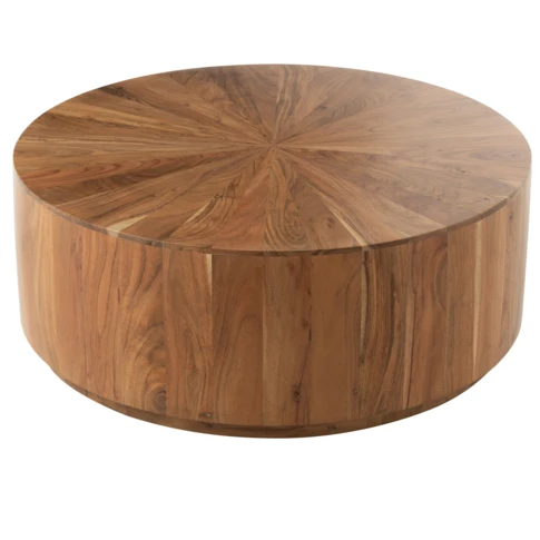 Mesa de centro redonda de madera de acacia