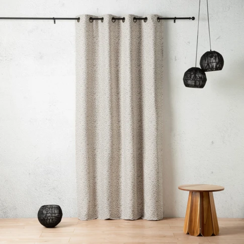 Rideau jacquard abstrait texturé à oeillets 140 x 260 cm Beige