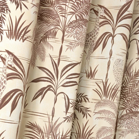 Tissu obscurcissant motif végétal et animal  150 cm Violet