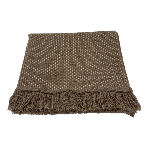 Tapis en laine et coton à motif pointillé texturé 80 x 140 cm Naturel