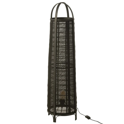 Lampe sur pied en lin style japonais (26 x 26 x 100 cm)  attention variante dimensions 26 x 26 x 100 cm Noir Mat