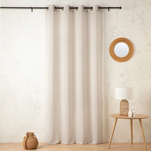Voilage uni en laine avec oeillets 140 x 240 cm Crème