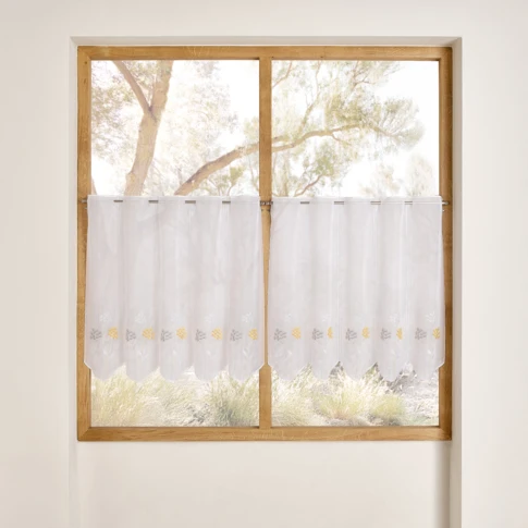 Brise-bise brodé à motif fleurs