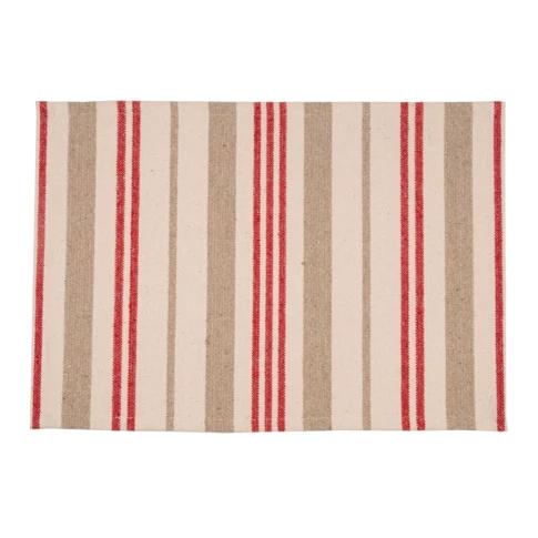 Set de table en coton épais rayures 35 x 50 cm Rouge