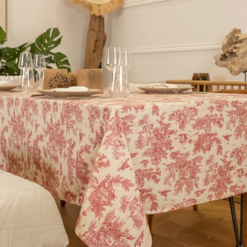 Nappe toile de Jouy rectangulaire plastifiée