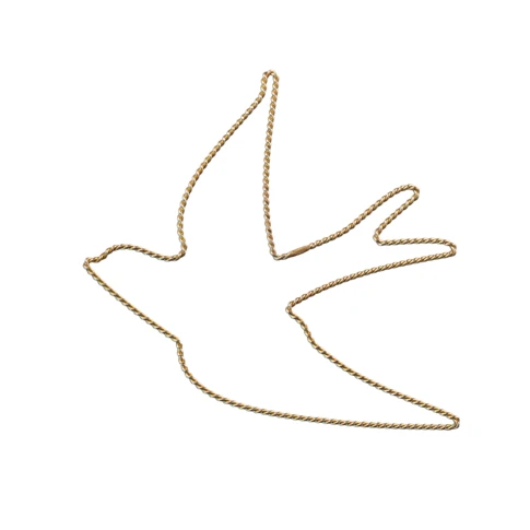 Déco murale Hirondelle fil laiton S 10 x 10 cm Doré Vieilli