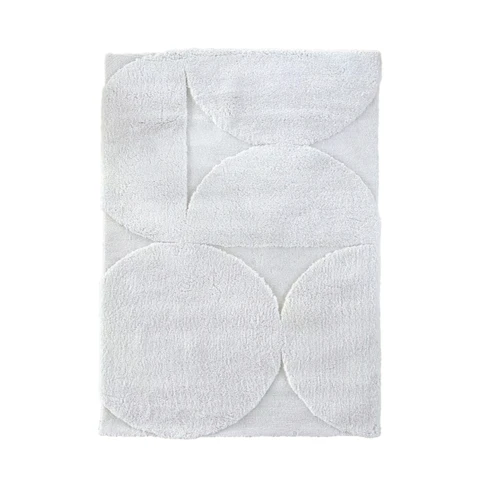 Tapis de salon relief graphique, effet texturé 140 x 200 cm Blanc