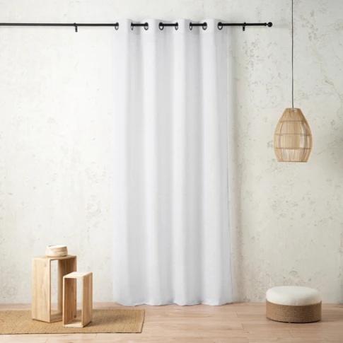 Voilage poly-lin à relief flammé avec œillets 145 x 240 cm Blanc