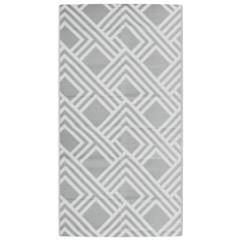 Tapis d’extérieur réversible motif graphique moderne 80 x 150 cm Gris