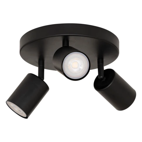 Spot plafond triple orientable 20 x 20 x 14 cm Noir