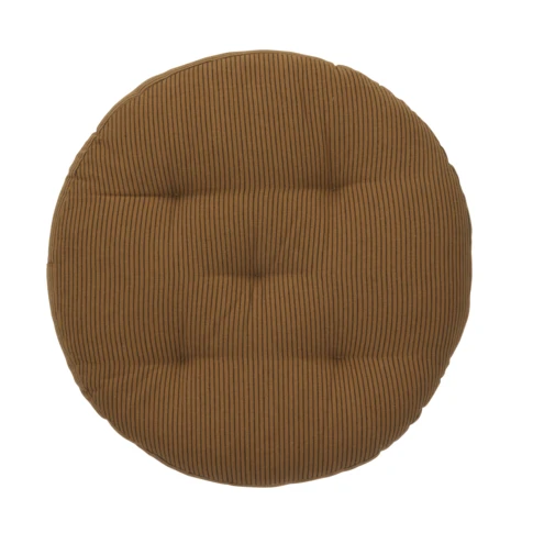 Galette de chaise ronde en coton à fines rayures 45 x 45 cm Jaune Foncé