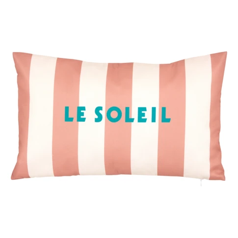 Coussin extérieur rayé "Le soleil" 30 x 50 cm Rose