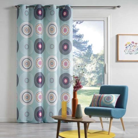 Rideau scandinave moderne imprimé cercles