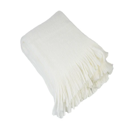 Plaid maille effet laine tricotée 130 x 160 cm Blanc