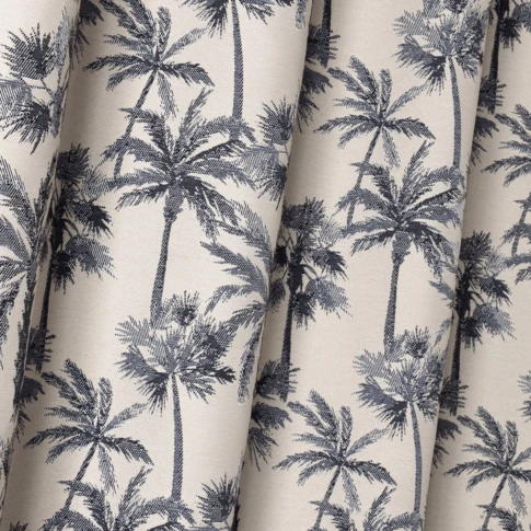 Tissu au mètre motif palmier tissé  145 cm Bleu