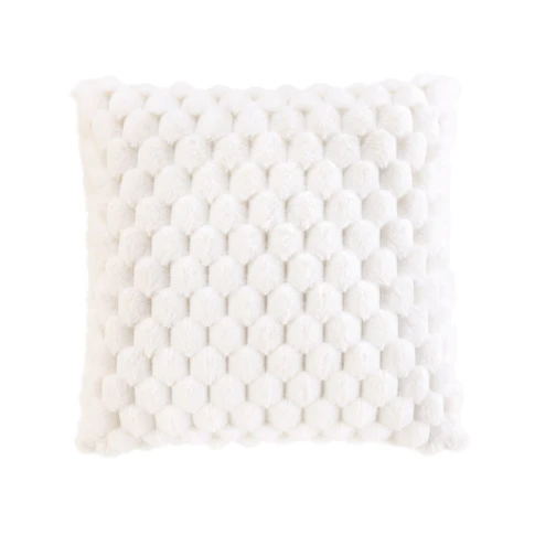 Coussin décoratif en imitation fourrure avec housse amovible 45 x 45 CM NATUREL