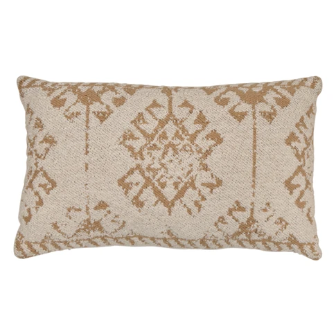 Coussin rectangulaire à motif tissé 30 x 50 cm Beige