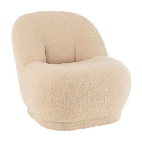 Fauteuil moelleux velours effet bouclette 88 x 78 x 72 cm Beige