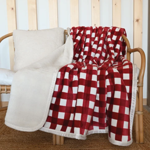 Jeté de canapé et lit motif vichy en polaire