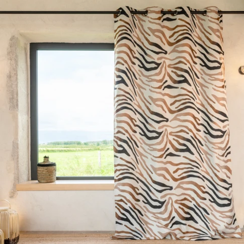Rideau jacquard motif zèbre dégradé  140 x 260 cm Jaune Ocre