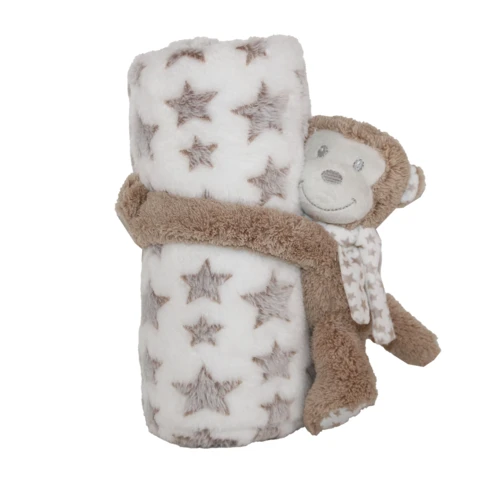 Plaid avec peluche singe
