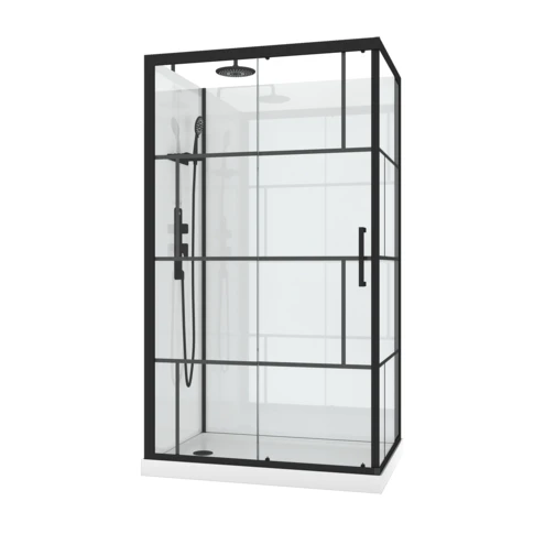 Cabine de douche rectangulaire portes coulissantes graphique 0 cm Noir