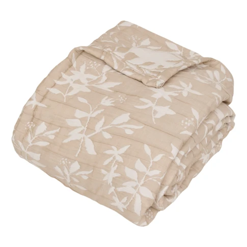 Dessus de lit fleuri matelassé 240 x 260 cm Beige