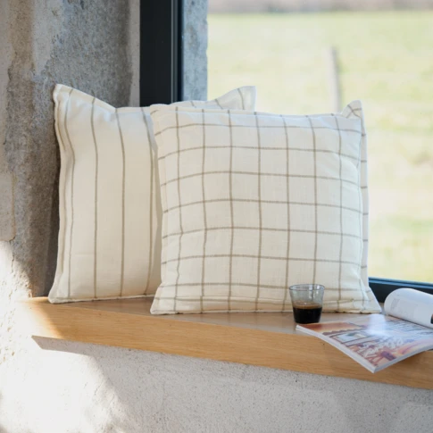 Housse de coussin en coton flammé beige