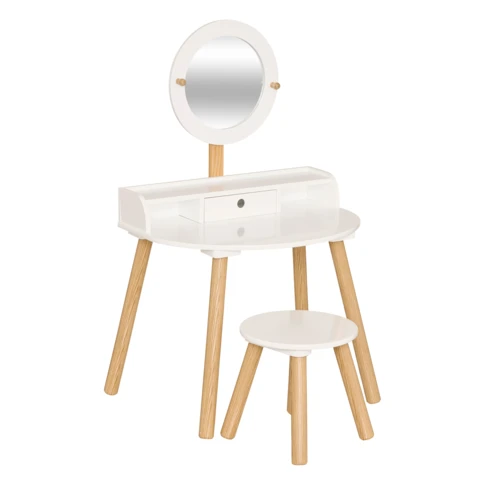 Coiffeuse enfant avec miroir et tabouret assorti 61 x 42 x 89 cm Blanc