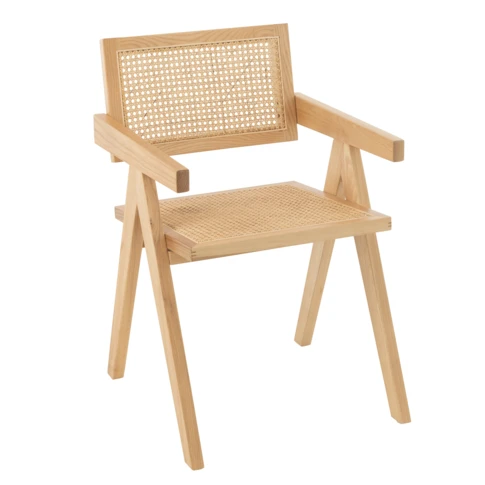 Chaise design en bois et rotin 59 x 52 x 80 cm naturel