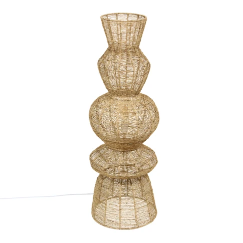 Lampadaire en jute et acier design 0 cm Naturel