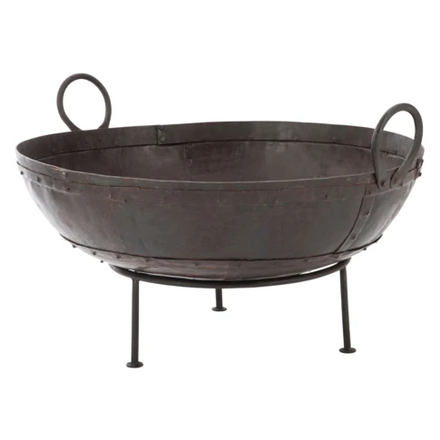 Brasero extérieur rond en fer 66 x 72 x 40 cm Noir Mat