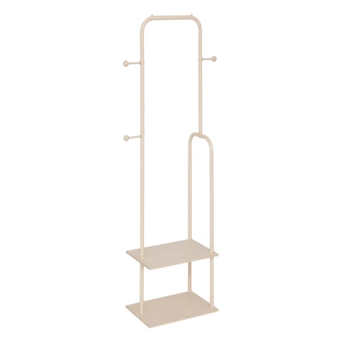 Porte manteau sur pied avec étagères de rangement 45 x 31 x 164 cm Beige