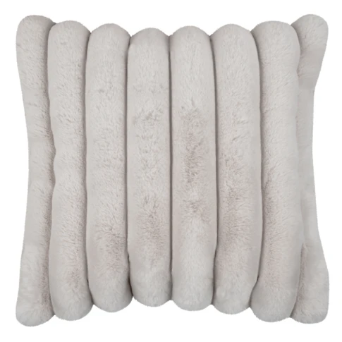 Coussin en fausse fourrure ultra douce à bandes