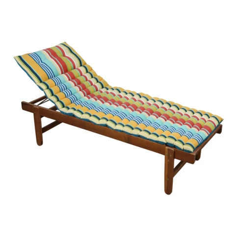 Matelas bain de soleil polycoton matelassé rayures 60 x 180 cm Vert