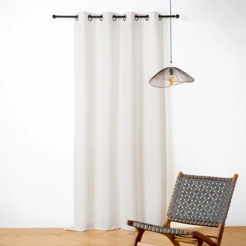 Rideau phonique en coton et chanvre – effet tressage naturel 140 x 240 cm Blanc