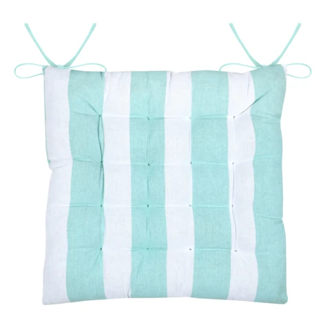 Galette de chaise polycoton matelassée à rayures 38 x 38 cm VERT