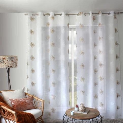 Voilage tamisant brodé  140 x 240 cm Beige