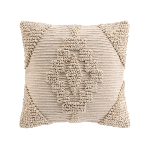 Coussin déhoussable en poly-coton à motif texturé 45 x 45 CM NATUREL