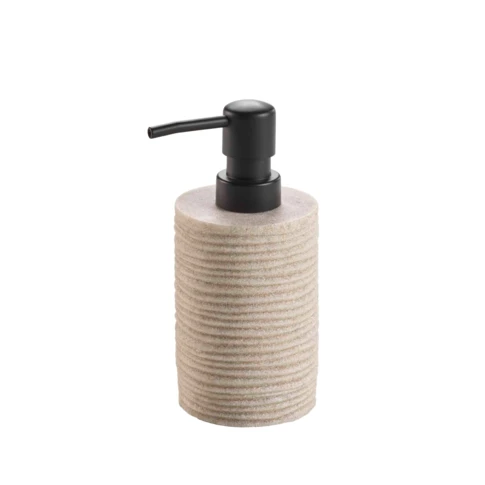 Distributeur de savon effet strié pour salle de bain 7 x 16 cm SABLE