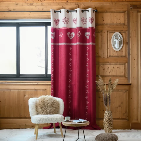Rideau montagnard déco chalet  140 x 260 cm ROUGE