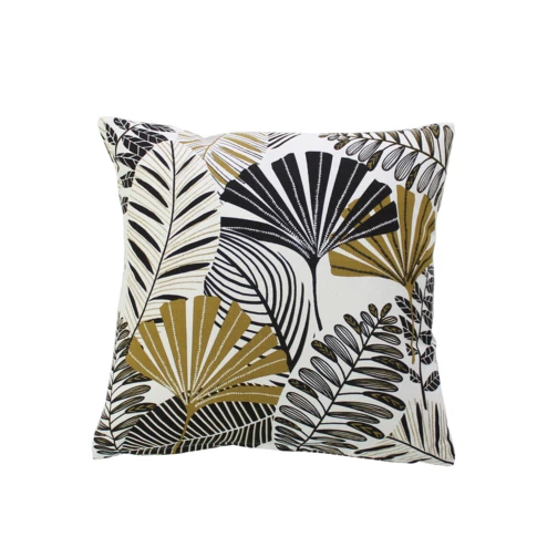 Coussin décoratif feuillage tropical 40 x 40 cm Bronze